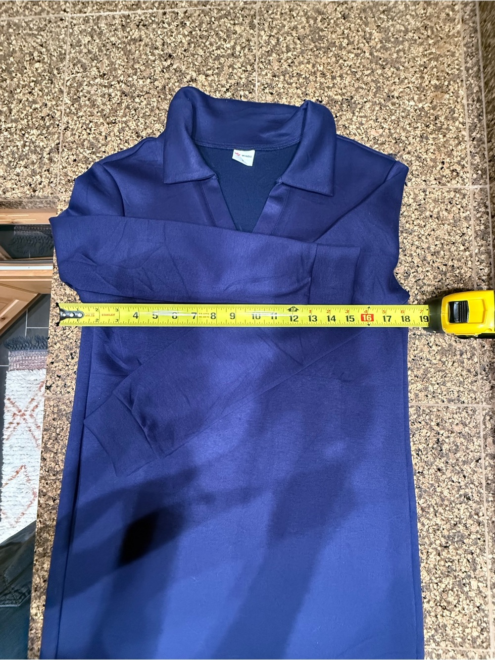 NWOT Classic Navy Long-Sleeve Polo V-Neck Dress - Picture 4 of 7